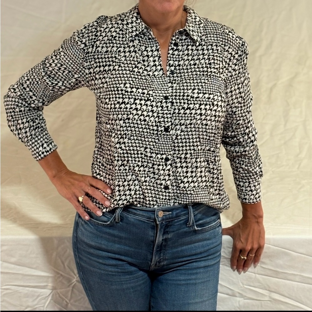 Tommy Hilfiger Black and White Houndstooth Shirt